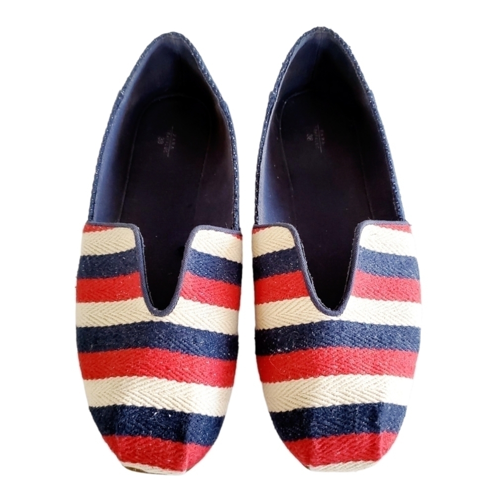 Zara Trafaluc Striped Flats Red White Blue Size 38 or 7.5